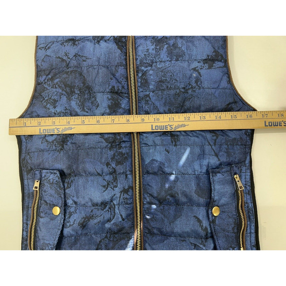 Juniors Chocolate Vest Size Medium Blue Floral Sleeveless Zip Up - Picture 13 of 16